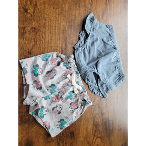 Baby Girl Carter's Disney Minnie Mouse Jumping Beans Shorts 3M Blue & Gray NWOT